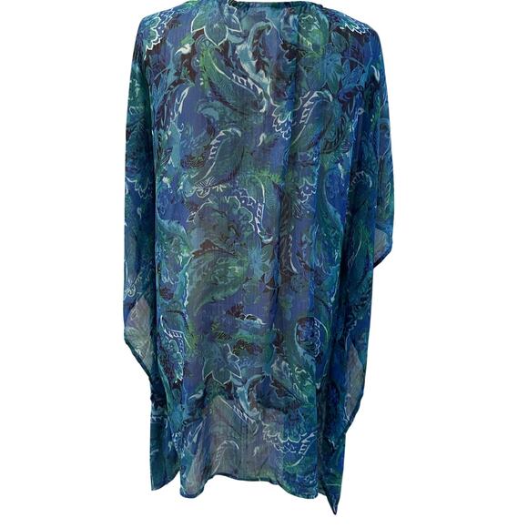 Ralph Lauren Blue Swim Beach Cover Up Chiffon Tunic Paisley XL 1X - Picture 3 of 6